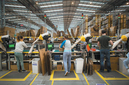 Packing products on the factory floor